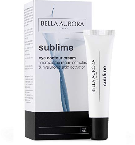 Bella Aurora Crema Contorno de Ojos Anti-Edad 50+ Años Piel Sensible, 15 ml | Anti-Arrugas | Microbiome Repair Complex y Activador de Ácido Hialurónico | SUBLIME