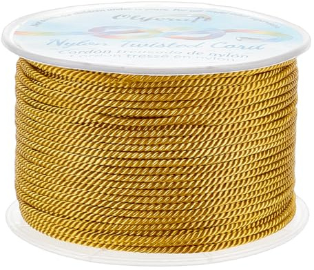 OLYCRAFT 50M Corda Nylon Twisted Cord 1mm 3-Ply Goldenrod Twist Cord Trim String Filo per Artigianato E Creazione di Gioielli