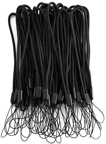 AMUU 50 Pack Wrist Lanyards Short Black Hand Wrist Lightweight Lanyard Strap String for USB Keys Keychains ID Name