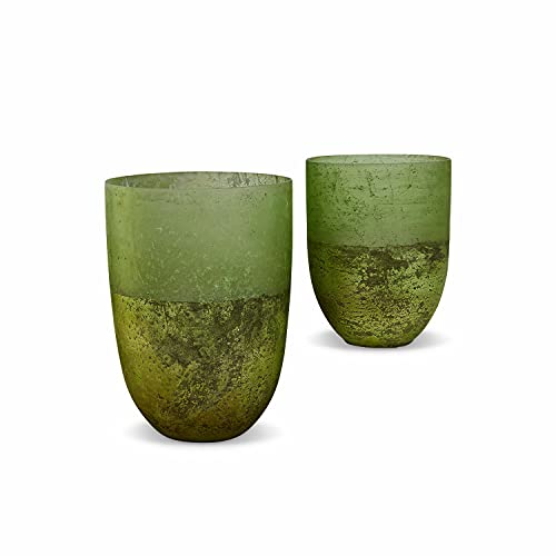 Loberon Windlicht 2er Set Bessens - Märchenhafter Farbton, Glas mit Edelschimmer, Verschiedene Größen, grün