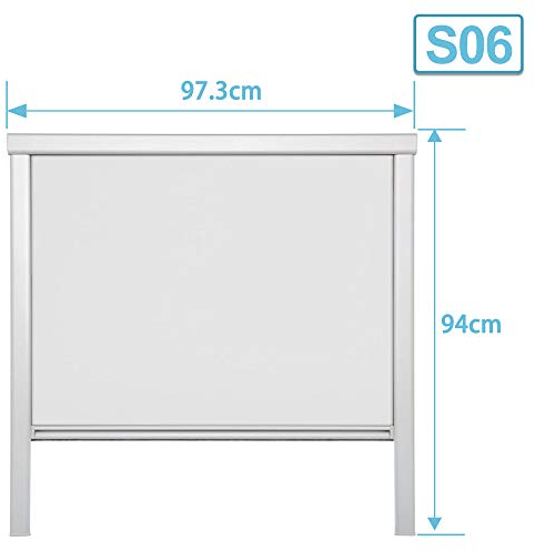 Lospitch Dachfenster Verdunkelungsrollo Grau Thermo-Rollo, 100% Verdunkelung, Silberne Seitenschienen, kompatibel mit Fenster Systeme Dachfenster GGL, GPU, GTU, GXU, GHU(97.3x94cm, S06)