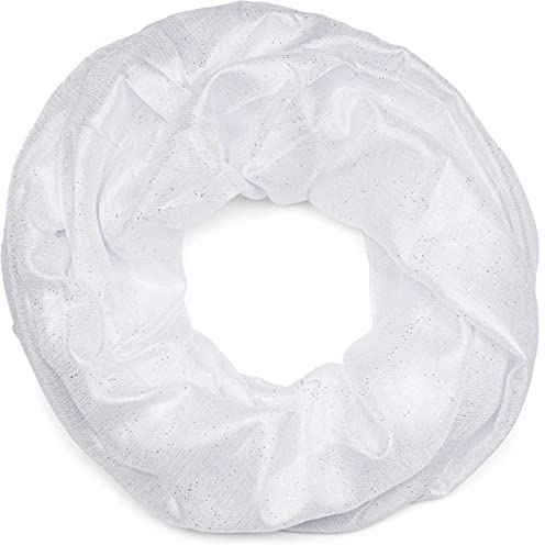 styleBREAKER Damen Loop Schal leicht und seidig mit Glitzer in Unifarben, Schlauchschal, Tuch 01016214, Farbe:Weiß