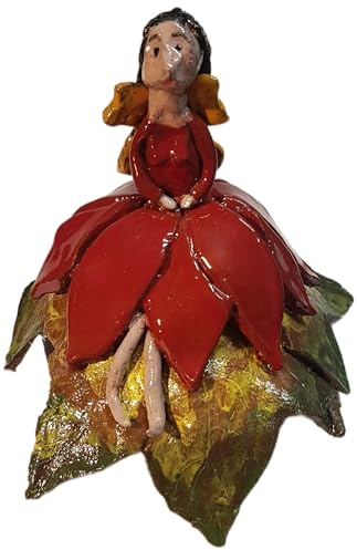 Keramikfigur Elfe auf Ahornblatt