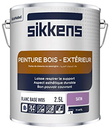 Sikkens Artisans 5358533 Peinture Satin Bois Extérieur, Blanc Base W05, 2,5 L