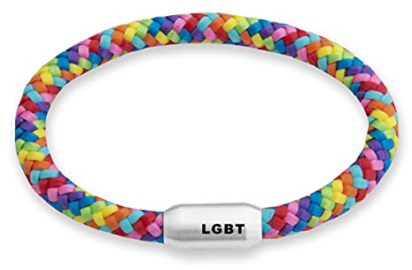 Paris Montana Rainbow Regenbogen Segeltau Armband, Unisex, mit Gravur: LGBT, Sylt, Anker oder Ibiza, Hochwertiger Magnetverschluss, 6 mm Durchmesser, Handmade, Robust & Stilvoll