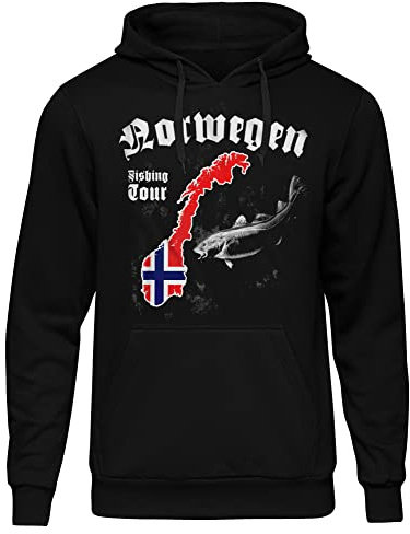 CARP HUNTER Norwegen Fishing Tour Herren Kapuzenpullover | Angler Geschenke Fischer Pullover Shirt Petri Heil Hoodie | M1