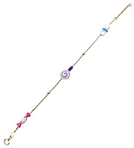 Gioielli Aurum - Armband für Neugeborene aus Gelbgold mit Schnuller und Süßigkeiten-Lutscher
