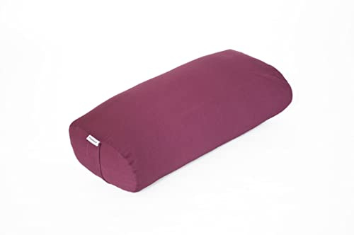yogawood Yoga Bolster Rechteckig/Rectangular/Oblang Kapok Maße: L 60 x B 30 x H 15 cm (ca. 19 cm hoch mit Wölbung), Farbe: Pflaume