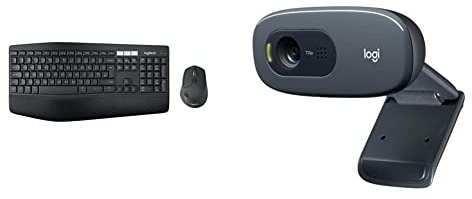 Logitech MK850 Multi-Device Wireless Keyboard and Mouse Combo & C270 HD Webcam, 720p Video Calling, Light Correction, Noise-Reducing Mic, For Skype - Black