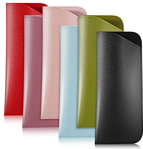 Heyu-Lotus 6 Stück Brillenetui - Weich Leder Sonnenbrillen Etui Tragbar für Damen und Männer