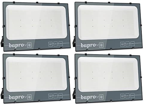 Lot de 4 Projecteur LED Exterieur 600W, Super Lumineux 60000LM Spot LED Extérieur 3000K Blanc Chaud, IP66 Étanche Éclairage de Sécurité D'extérieur Idéal Pour Patio, Terrasse, Cour, Jardin, Garage