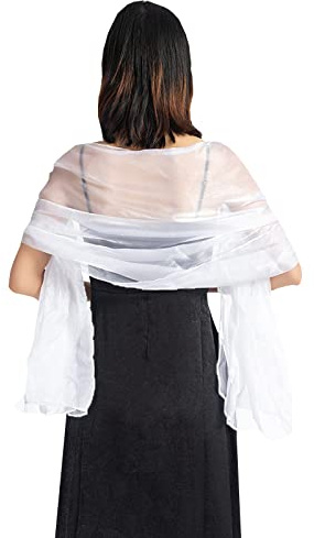 NiceYnn Chiffon Organza Shawls Wraps for Evening Dresses Women Oversize 170x72cm Sheer Smooth Silky Scarf Wedding Formal Party