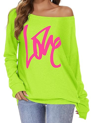 Womens Off Shoulder Tops Long Sleeve Oversized Thin Sweatshirt(ALGN,XL)