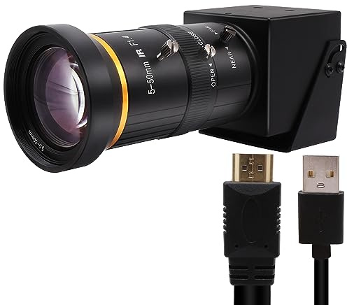 Hotpet 4K Monitor Port USB Camera Simultaneous Streaming Webcam Video Recording Zoom Type C Camera with 5-50mm Manual Varifocal Lens for Live Streaming, Computer, Laptop, Raspberry Pi, Windows,Linux