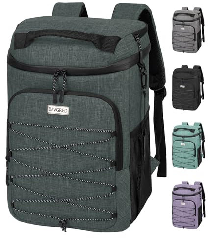 BAVGRED Insulated Cooler Backpack - 30 Can Leak Proof Lunch Bag for Men Women, Waterproof Soft Cooler Bag for Beach Camping Picnic Hiking Fishing Travel Work