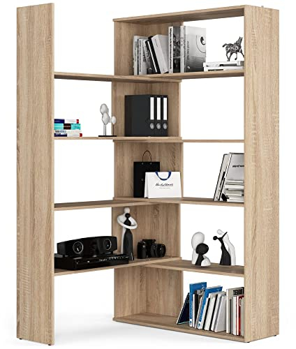 AKORD Bücherregal Twist 173,6 cm | | Mini Twist-Schrank | Verschiebbarer Schrank | Geräumig | Für große und kleine Räume | B173,6 x H182 x T30 cm | Gewicht 58,00 kg | Sonoma Eiche/Sonoma Eiche
