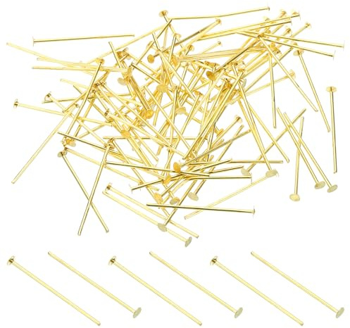 PATIKIL 1.18x0.09 Copper Chandelier Connector Pins, 300Pcs Chandelier Crystal Clips for Fastening Crystals Parts, Chandelier Replacements, Gold