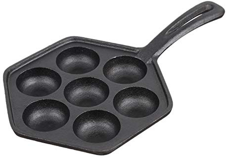 Niniang Padella per crepe ripiene antiaderenti in ghisa, Munk/Aebleskiver, piastra riscaldante in ghisa grigia per vari alimenti sfeici
