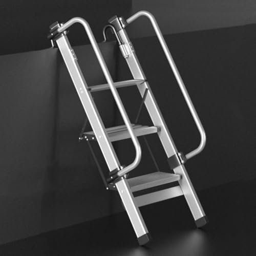 Adjustable RV Bunk Bed Ladder with Handrails & Foot Pads Foldable Metal Loft Ladder for Home Dorm Camper 46 75 inches Step Ladder for Easy Climbing (119cm)