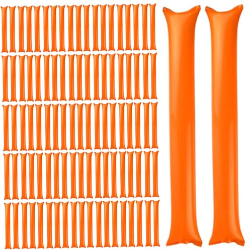 Peosaard Thunder Sticks 100 Pcs Boom Stick Inflatable Spirit Sticks Cheerleading Plastic Boom Stick Noise Makers for Sporting Events Dance Basketball Football Orange Boom Stick