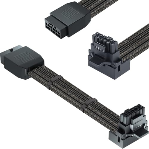 DAOKAI PCI-e 5.0 12VHPWR Female to Male Extension Cable,16 Pin Right Angle Adapter 600W 16AWG 90 Degree GPU Power Adapter for Graphic Card GPU 12+4pin RTX 3090Ti 4070Ti 4080 4090 (Type B)