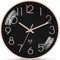 Ziprote Horloge Murale Radio Pilotée, 30 cm Pendules Murales Silencieuse Horloge, Moderne Horloge Radio Pilotée, sans Tic-Tac Pendule Murale pour Salon Cuisine Bureau Chambr (Noir)