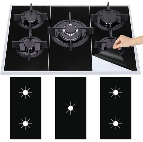 Tapis de protection pour cuisinière à gaz à 5 trous, réutilisables, antiadhésifs et faciles à nettoyer, 0,2 mm, 54 x 27 cm