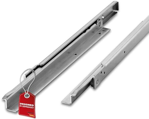 SOTECH Schubkastenauszug 800 mm Stahl verzinkt für Belastungen bis 100 kg | aufliegende Montage Schwerlast Rollenführung Teilauszug Schubladen-Schiene für Möbel- und Maschinenbau