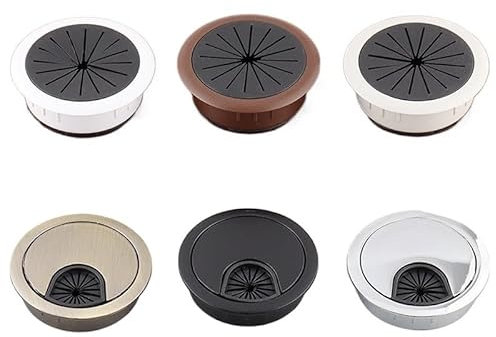 1PC Desk Table Plastic Cable Hole Cover 60/80mm PC Computer Desk Round Wire Tidy Grommet Cable Organizer Office Furniture(Brown50mm)