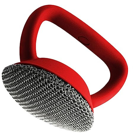 Vaguelly 316 Stainless Steel Wire Brush Long Handle, Metal Mesh Scraper Pot and Pan Cleaning Brush, Dish Scrubber for Oven and Skillet Cleaning