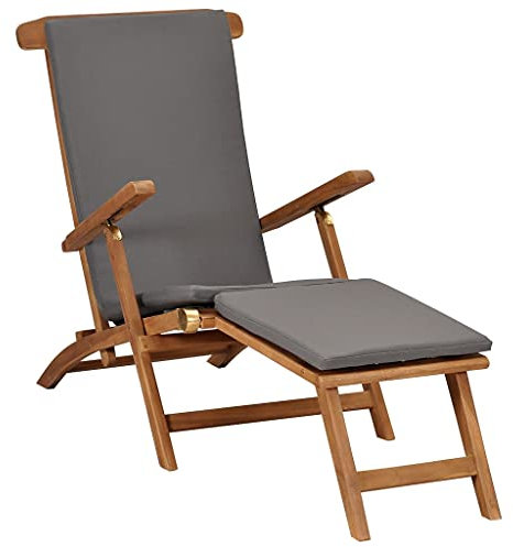 Generisch Liegestuhl mit Auflage Dunkelgrau Massivholz Teak,jiangboyue-47409