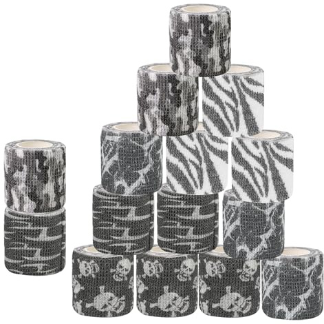 Bandage Autoadhésif 5cm * 4.5m,ESYFOR 15 Rouleaux Bande Cohésive Respirants Extensible Bandages Élastiques pour Chasse,Extérieur Sports,Jumelles, Vélos