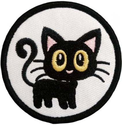 Klett Patches lustiger, Süße Schwarze Katze Aufnäher mit Stickerei, Taktisch Militär Patch, Aufnäher für Taktische Kleidung Rucksack Baseballkappe Uniform