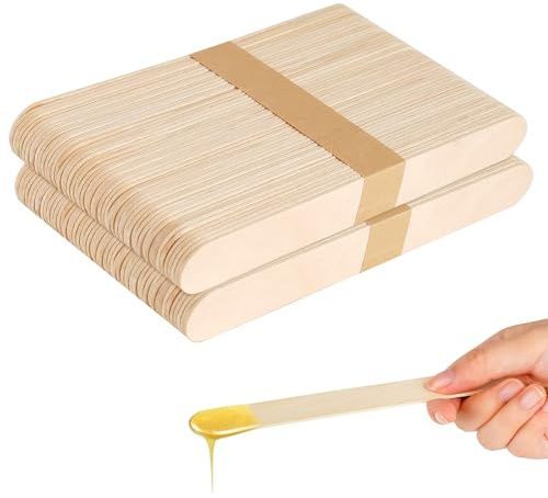 elzle Palos de Madera, 100 Piezas Palos Madera Manualidades, 5.9 Inch Espátulas para Cera, Espátulas de Lengua, Depresores de Desechables,Paletas Helado Artesanías | de madera de calidad profesional para depilación con cera caliente, aplicador de cera, para cuerpo facial, bikin, piernas