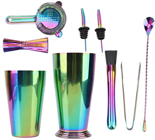 Shaker Inox Cocktail Kit 304 Acier Inoxydable, Ensemble Bar avec Jigger, Conservation Thermique - Kit Mixologie Professionnel, Facile à Nettoyer, Parfait pour Barman et Apéro