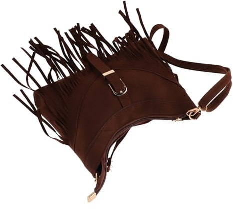 LIFKOME Bolso Bandolera Bohemio para Mujer Bolso Étnico Vintage Multifuncional de Gamuza Flecos Diseño Artesanal para Viajes y Uso Diario