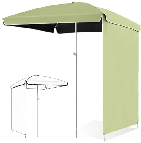 Parasol de jardin portable avec rideau latéral, 160 x 160 cm, parasol de plage carré pour tables, terrasses, vert, 200 cm