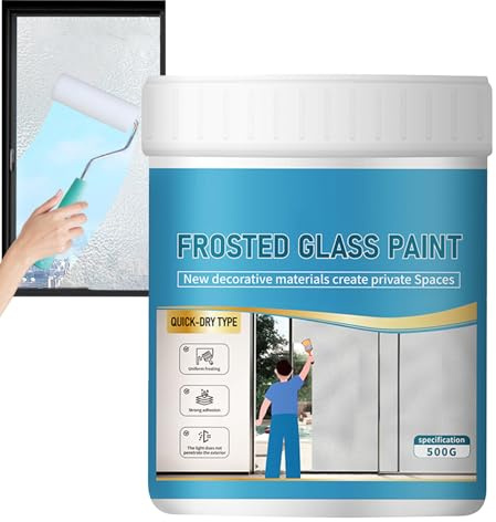 Nhujevkom Pintura Para Vidrio Esmerilado,500 G De Pintura Para Impermeable Y Película | Revestimiento al Agua Antivistas para Baño Dormitorio Hogar Espejo | Puerta Corrediza