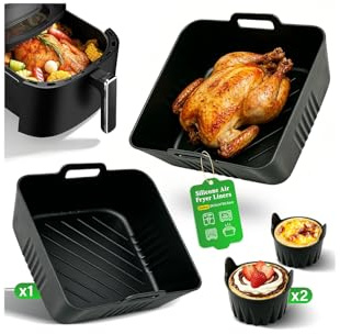 3PCS Airfryer Silikonform, Silikonform Heißluftfritteuse Wiederverwendbar für Cosori,Philips,Ninja, Airfryer Zubehör 5.5/6/6.2/6.5/10L, Silikon Backform Muffinform Spülmaschinenfest BPA Frei