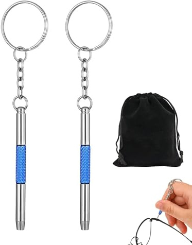 HUVZOR 2Pcs Cacciavite Multifunzione Kit Di Riparazione, 3 In 1 Cacciavite Da Tasca A Doppia Punta, Mini Cacciavite per Occhiali, Con borsa portaoggetti, Per Riparazione Occhiali, Orologi