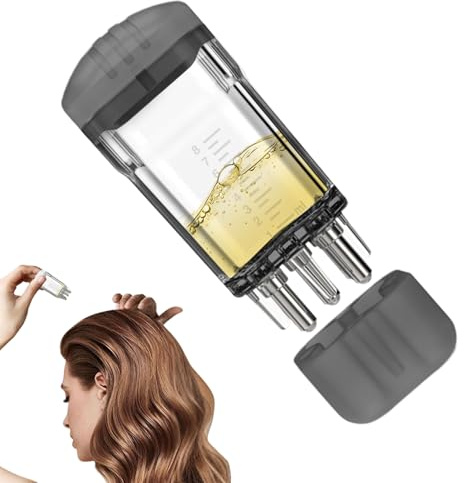 Haaröl-Applikator – Mini-Kopfhaut-Roller-Flasche, tragbarer Haarserum und Öl-Applikatorkamm, nachfüllbarer Kopfhautmassagegerät Spender für Haarwachstum und leichte ABS-Applikatorflasche, 25 g