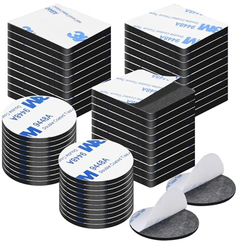 Double Sided Sticky Pads Heavy Duty - 50 Pcs Strong Double Sided Tape Heavy Duty for Outdoor Indoor Mounting, Waterproof Adhesive Strips for Hanging - Square (30 Pcs, 40mm) & Round (20 Pcs, 30mm)