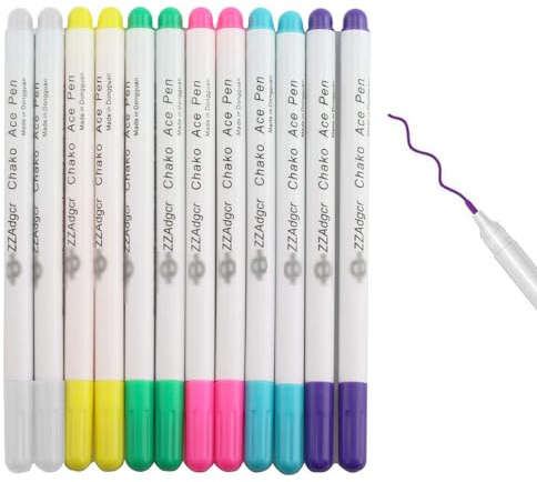 BLPRKOT 12 Stück Trickmarker Nähen, 6 Farben Schneiderkreide Stoffmarkierstift, Stoffstifte Nähen Selbstlöschend & Wasserlöslich, Nähen Zubehör für Kleidungsstücken Schneiderei Nähen Handarbeiten
