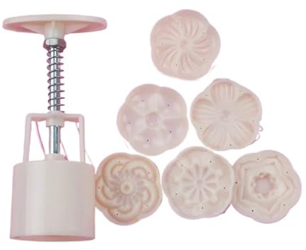 6 pz/set A Forma di Fiore Mooncake Stampo 50g Pressione della Mano Fondente Torta di Luna Stampo di Plastica Presse Taglierina Del Biscotto Strumento di Cottura(B)