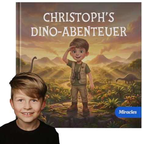 Personalisierte Dino-Geschichte mit Foto / Dein Kind in der Hauptrolle / 30 spannende Seiten / Realistische 3D-Illustrationen / Perfektes Geschenk für Kinder 2–12 Jahre