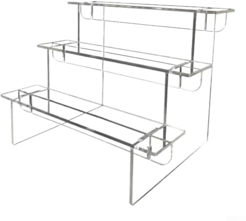Rialzi in acrilico a forma di scala per esporre figure da collezione, gioielli, rossetti, smalti, cupcake, giocattoli e piccoli oggetti decorativi (tre piani)
