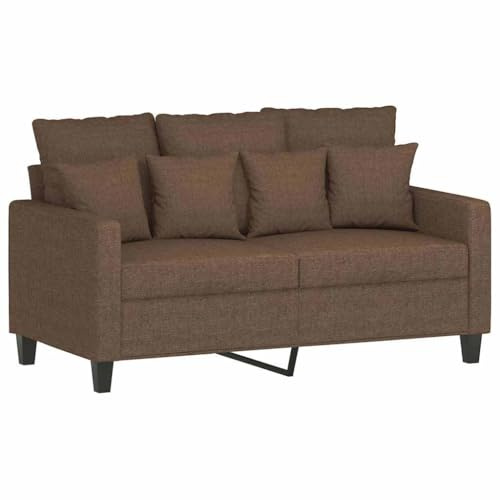 Foknhdi 2-Sitzer-Sofa Braun 138x77x80 cm Stoff Recamiere mit Metallgestell Modernes Design Robust und Bequem für Wohnzimmer Balkon Gästezimmer