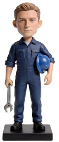 mydedor Figura 3D de cabeza Bobblehead, figura de mecánico, figura de reparador personalizado, regalo de ingeniería hecho a mano para personal de mantenimiento, taller y decoración de escritorio de
