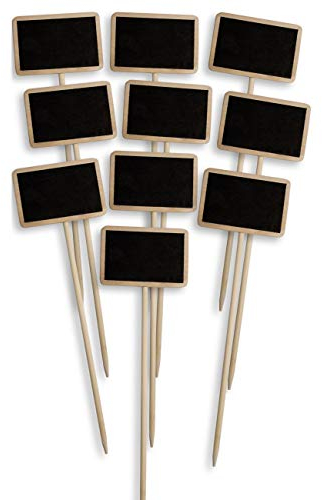 HomeTools.eu® - 10x Targhette segna-Piante, Classiche, in Legno, Ideali per aiuole, Erbe aromatiche, Fiori da Giardino e fioriere, Stile Rustico, lavagnetta scrivibile, 25 cm, Set da 10