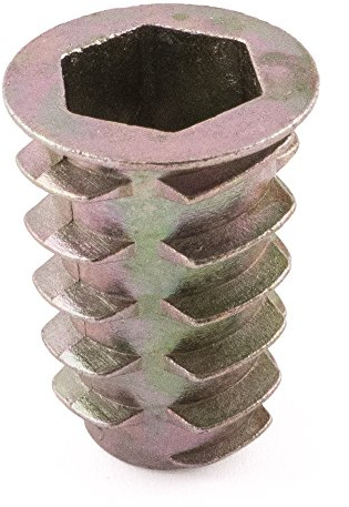 Type D fileté Insert en bois Noix, Jaune de zinc, M10 x 25, Lot de 50